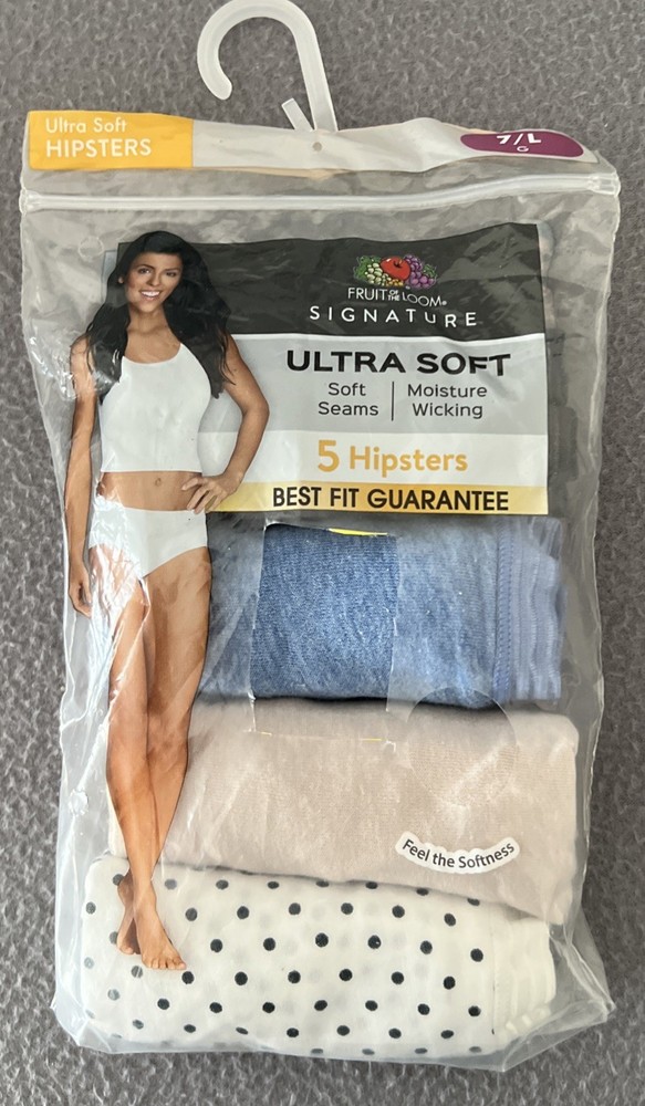 Fruit of the Loom Women’s Pack Of 4 Ultra Soft Hipsters Sz 7 / L new