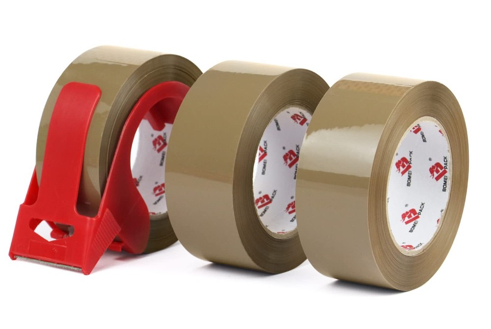 BOMEI PACK Heavy Duty Brown Packing Tape with Dispenser, 2.6 mil, 1.88 inch x...