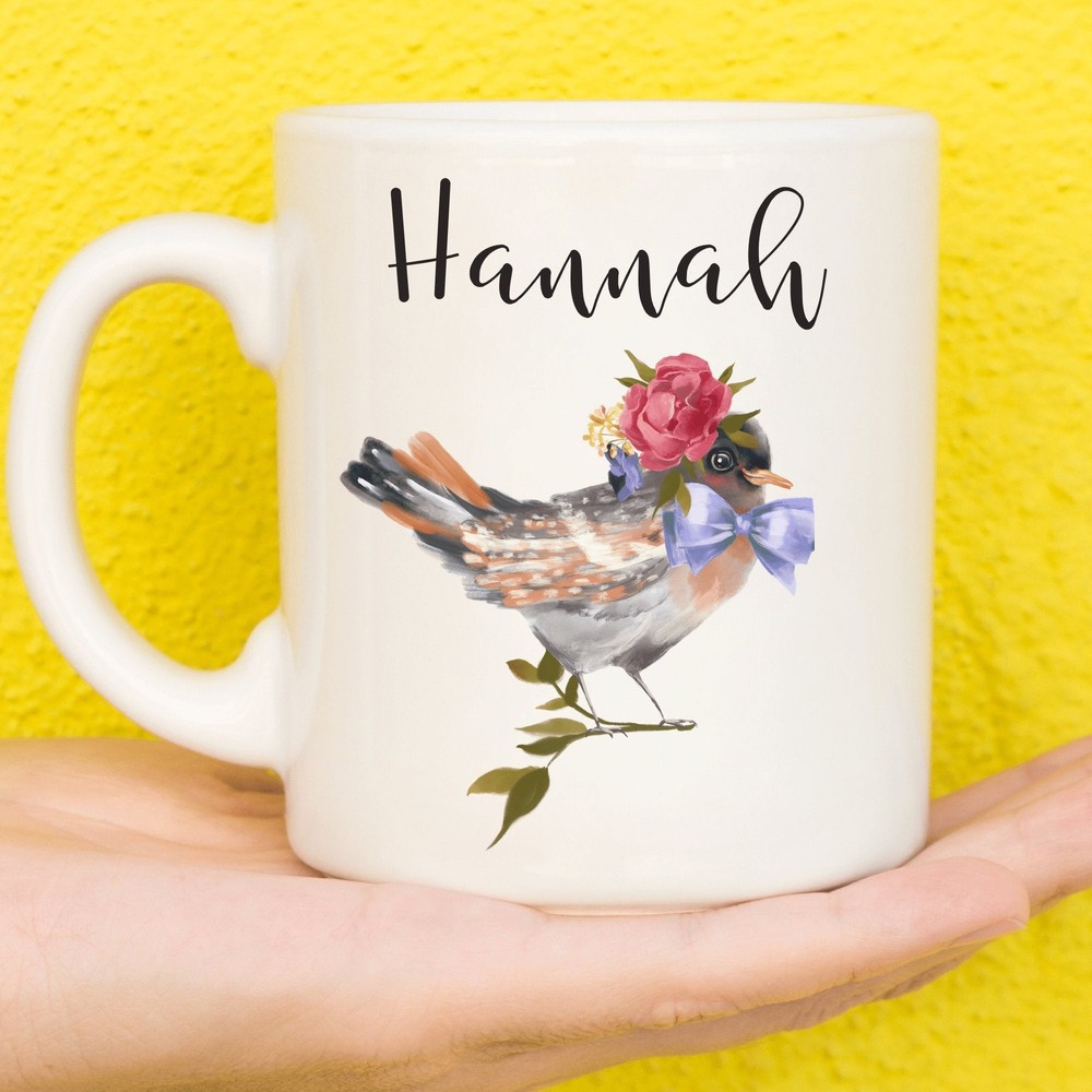 Bird Mug Floral Bird Mug For Bird Lovers Personalised Bird Mug Floral Mothers