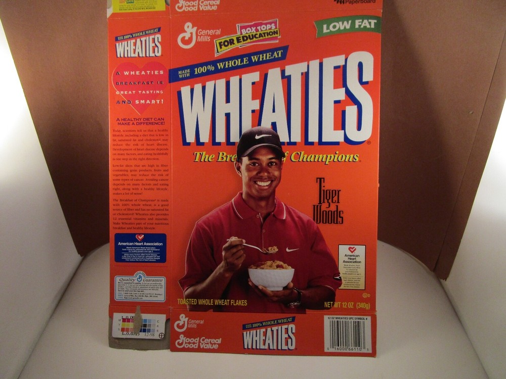 Vintage Tiger Woods Wheaties Flat Empty Cereal Box 1999
