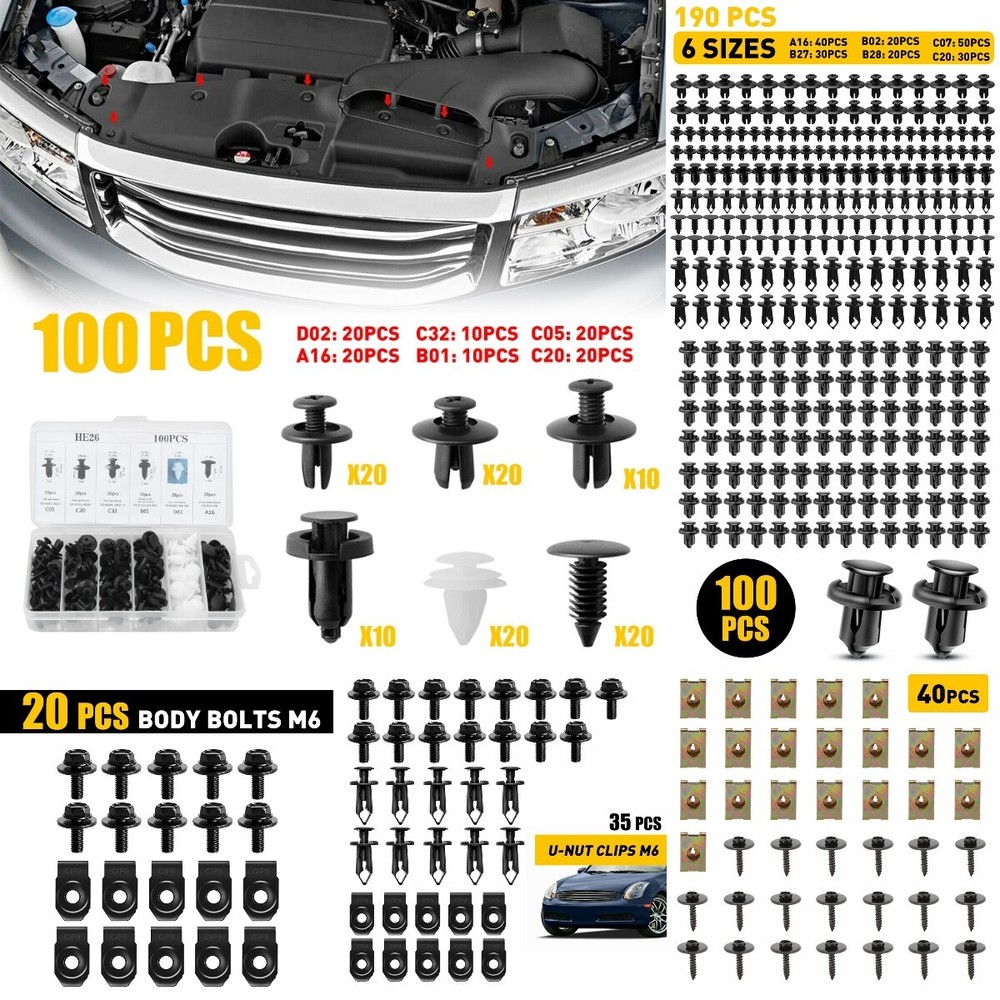 Car Metal Screw Body Fender Bumper Retainer U Nut Clips Gasket Fastener 40PCS M
