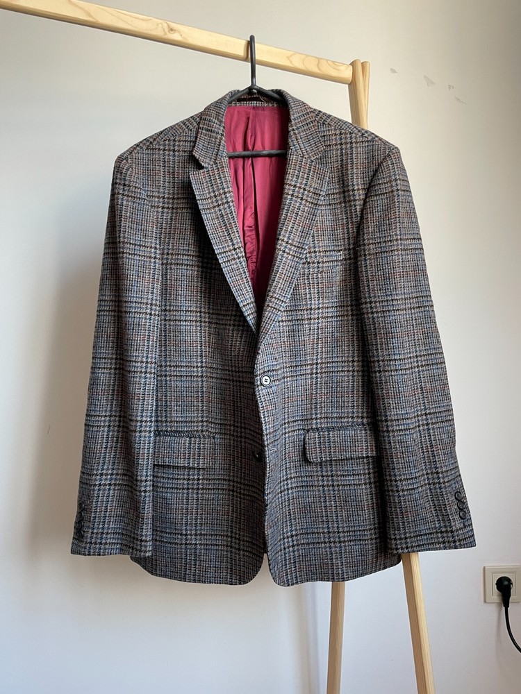 Thomas Baldwin London Checkered Wool Blazer EUR 52 Bespoke Tailored