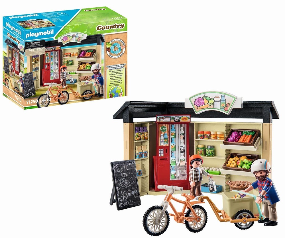 Playmobil 71250 Country Farm Shop, farm animal play sets, sustainable toys, fun
