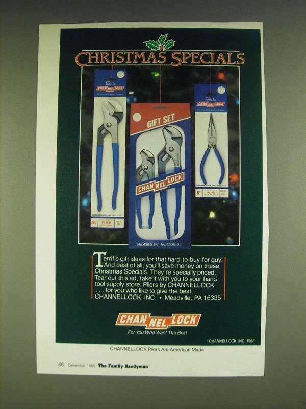 1985 Channellock Pliers Ad - Christmas specials