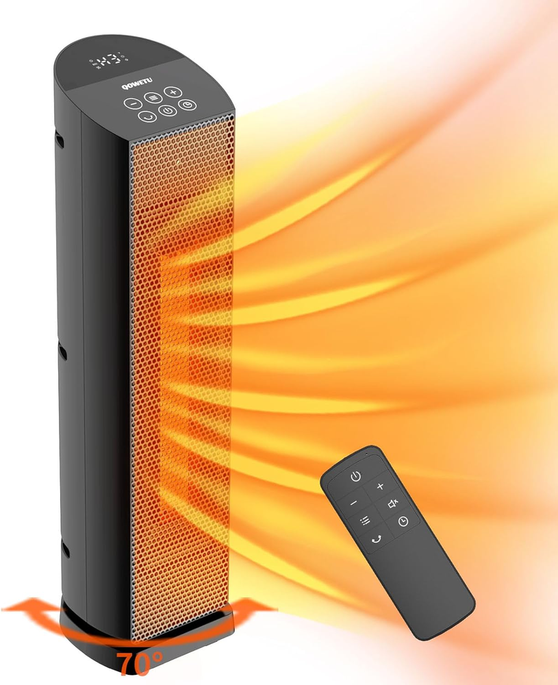 Space Heater for Indoor Use with Remote - 70° Oscillating Tower Electric Heater,