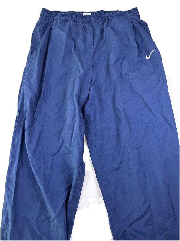 Vintage Nike Track Pants Blue W Drawstring Men’s Large Swoosh Ankle Zip RN 56323