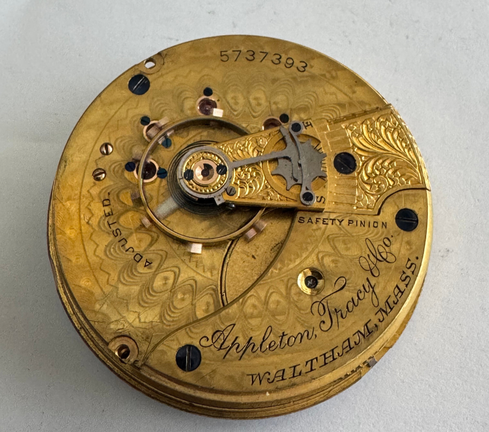 VINTAGE 18 SIZE WALTHAM POCKET WATCH MOVEMENT GR. APPLETON TRACY  KEEPING TIME