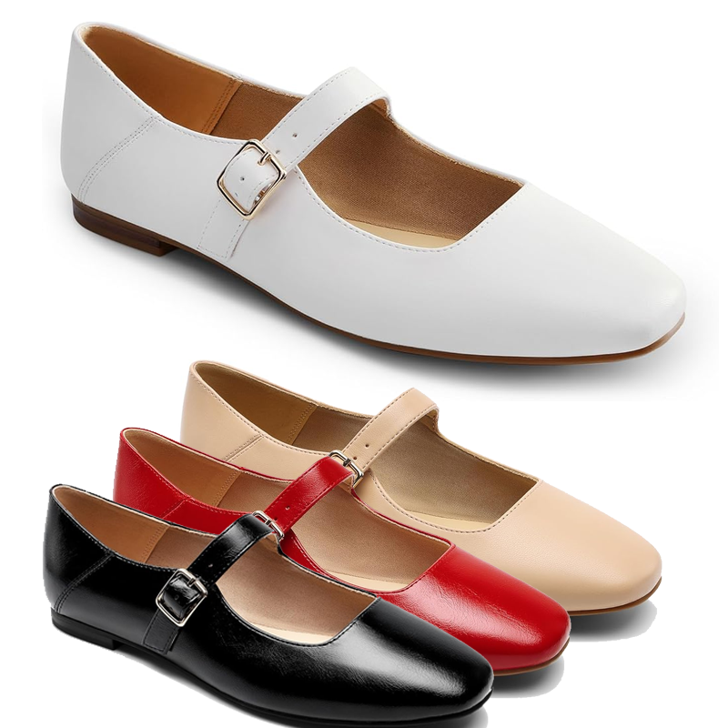 Women Square Toe Mary Jane Flat Shoes Casual Daily Work Office Shoes Flats
