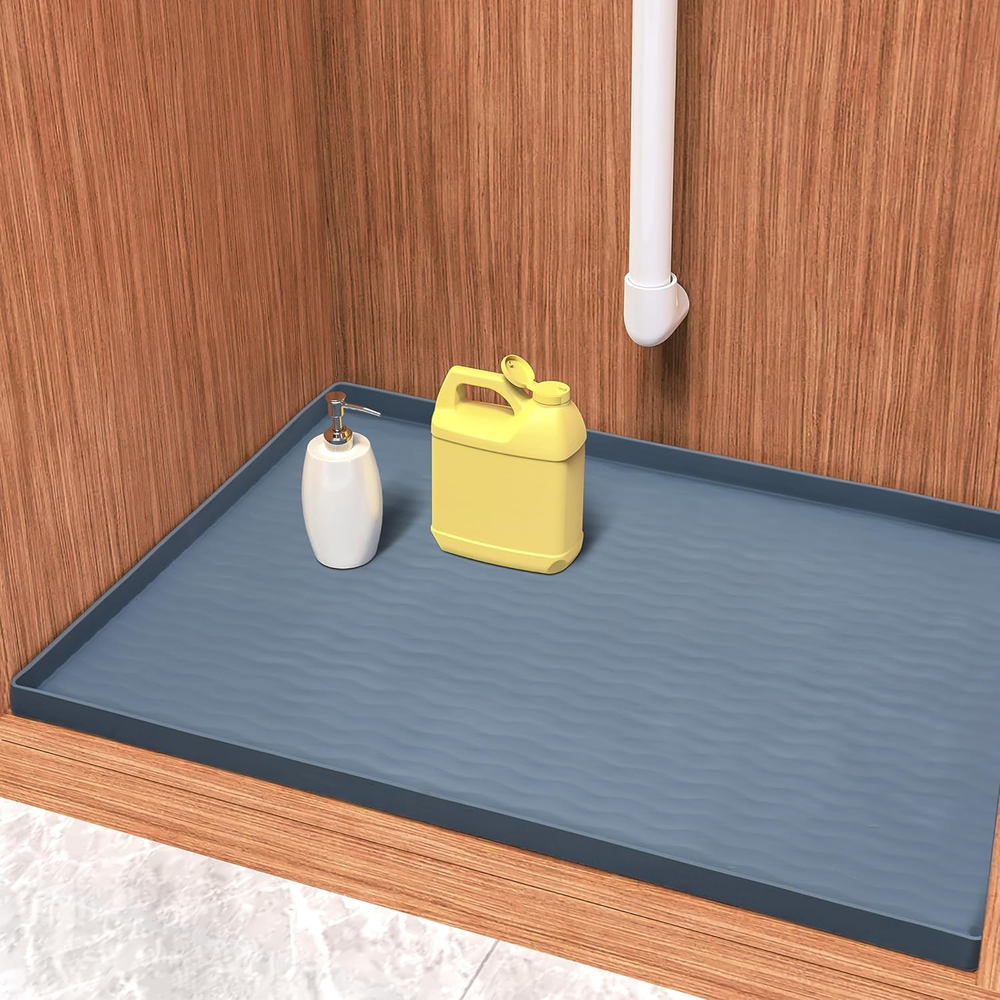 Waterproof Silicone Under Sink Mat 31x22 Shelf Liner Cabinet Protector Dark Grey
