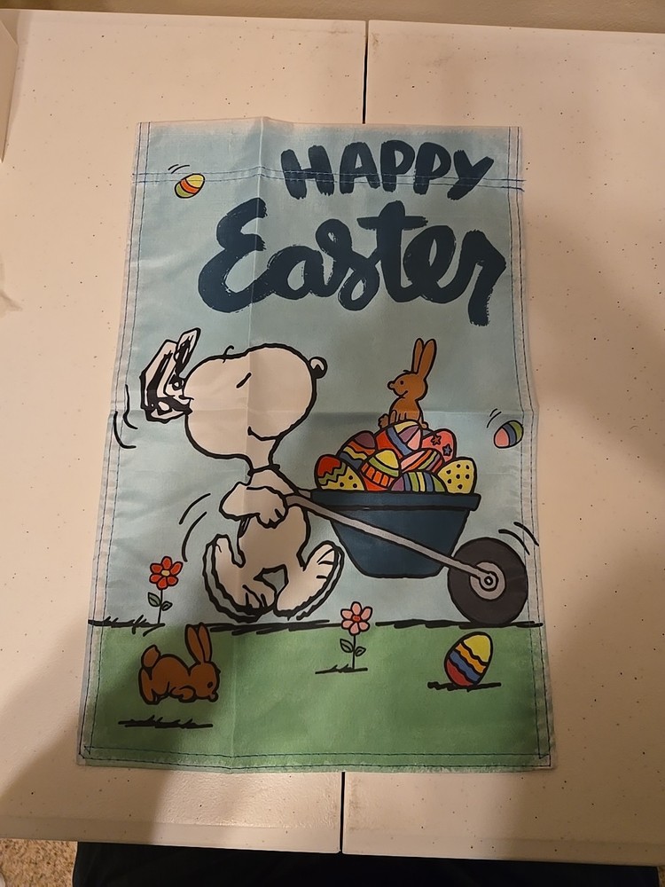 Peanuts Snoopy Happy Easter Eggs 12x18 inches Garden Flag Dbl Sided