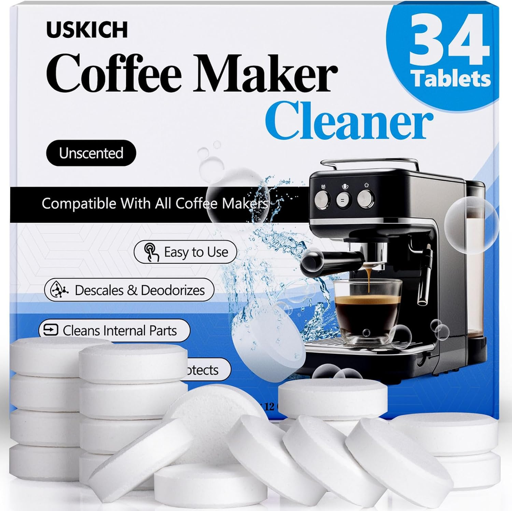 Coffee Machine Cleaner Descaler Tablets 34 Pack, Coffee Maker Cleaner for Keurig