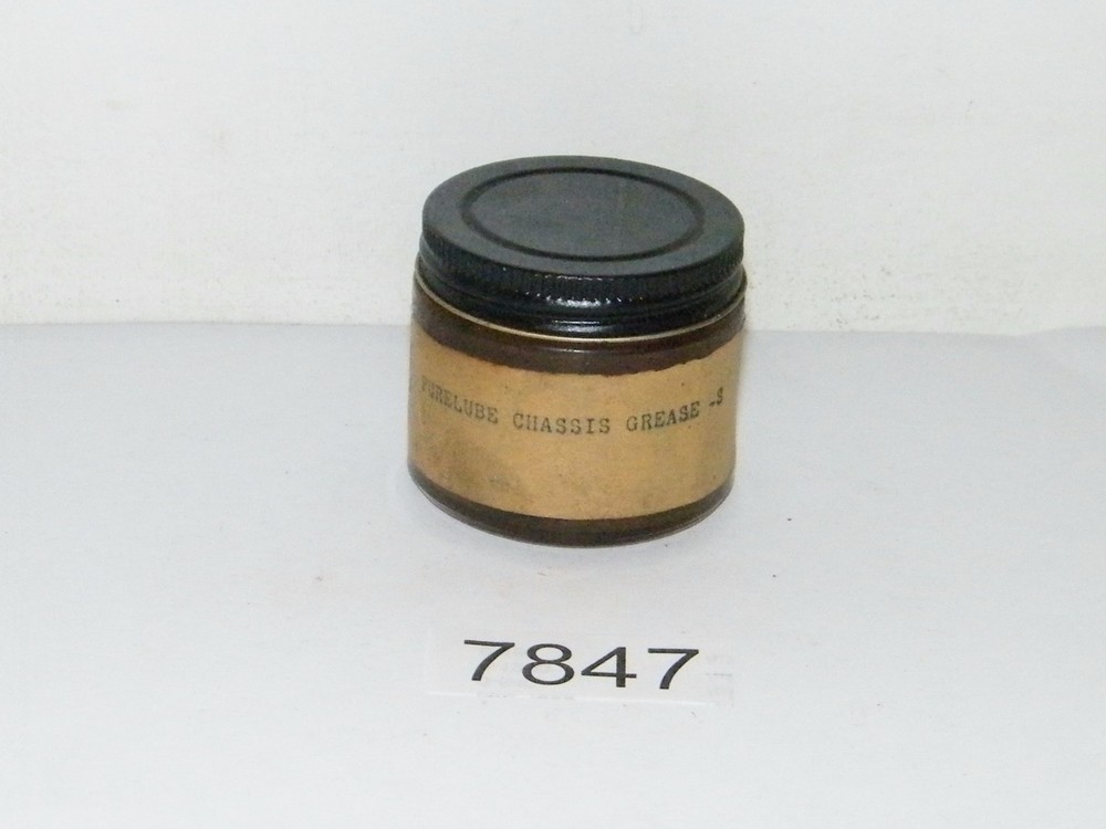 Vintage PureLube Chassis Grease-S Small Glass Jar Full