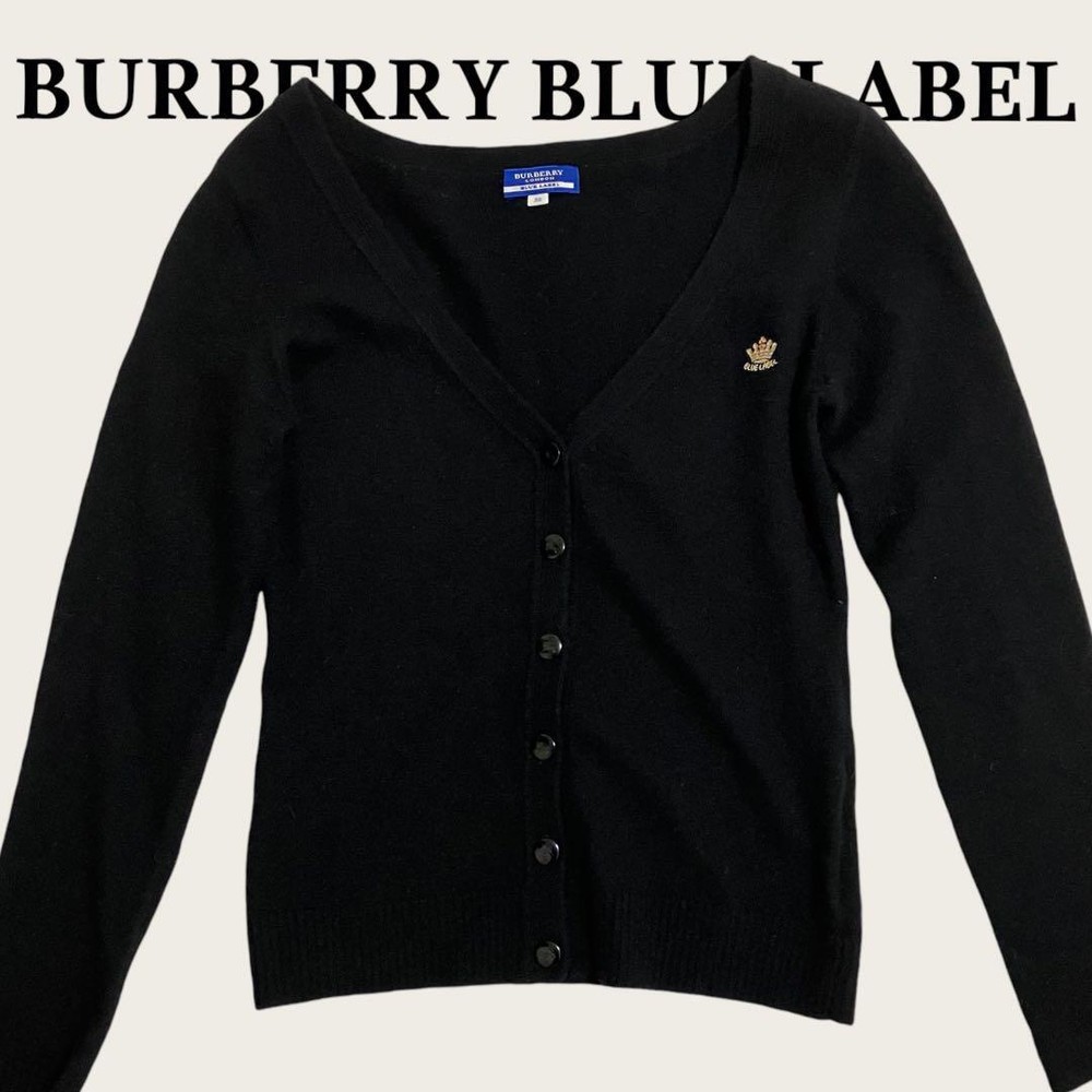 Burberry Blue Label Knit Cardigan Size 38 Black - Authentic New