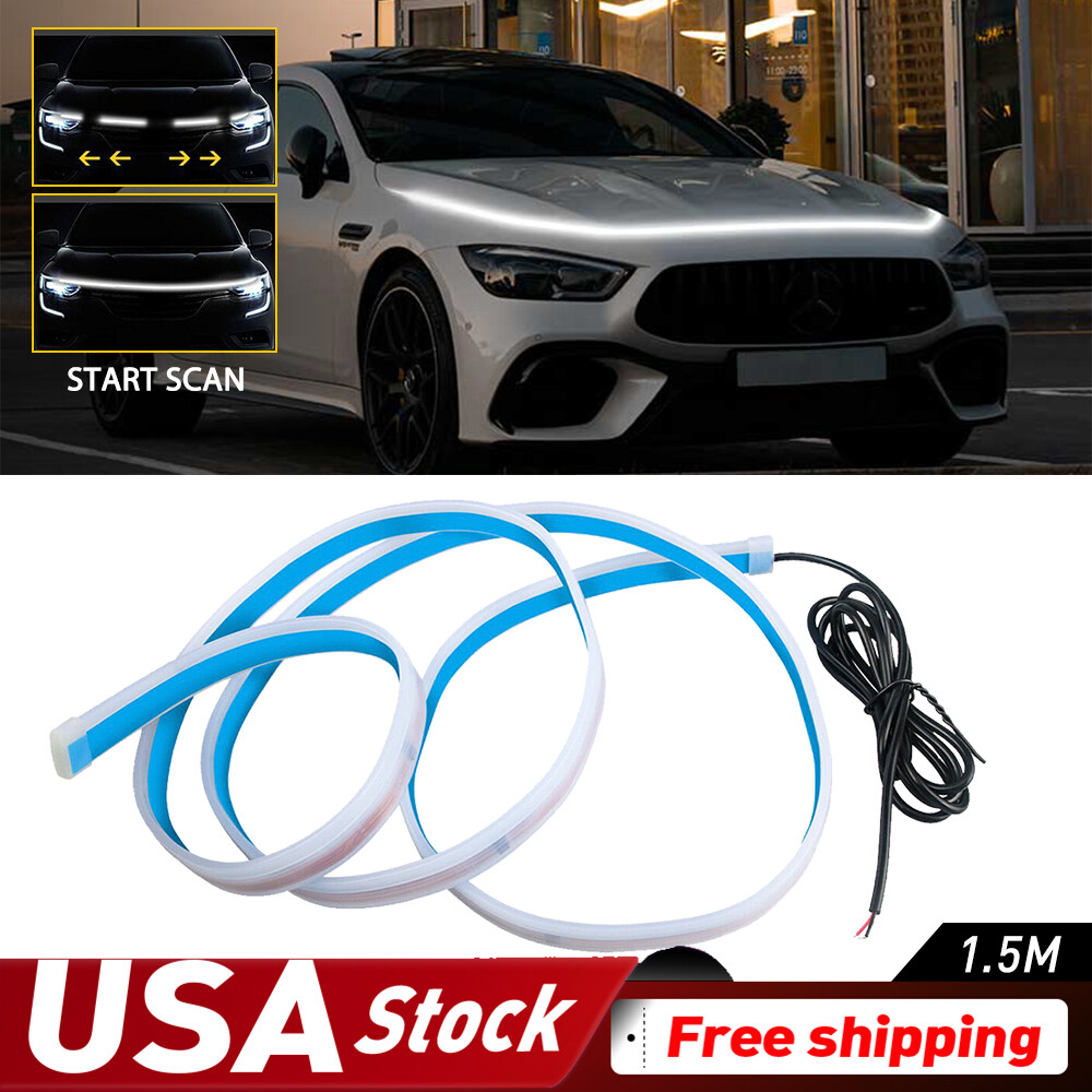 Dynamic Scan LED Hood Strip Lights Flexible Car Meteor Start Up Kit