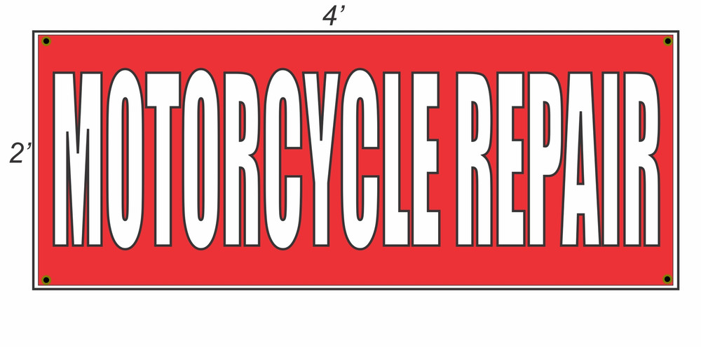 2x4 Red and White Motorcycle Repair Banner Sign – Vibrant Durable New Design