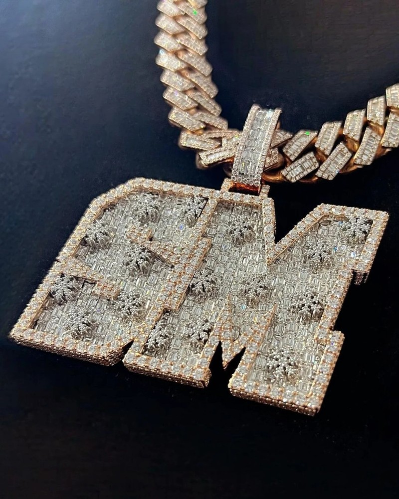 1.5-3 inch+D White Custom Letter Moissanite Diamond Hiphop Silver Pendant