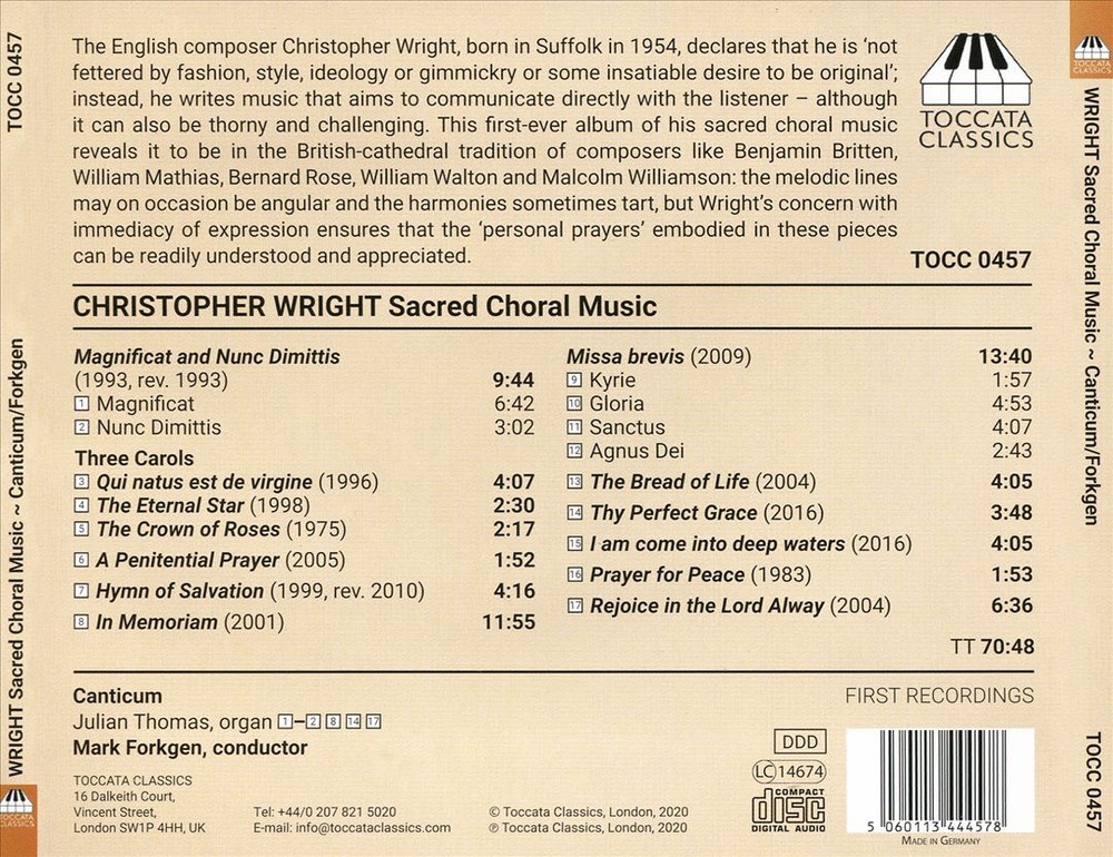 Julian Thomas & Mark Forkgen Conduct Sacred Choral Music by Canticum & Christopher Wright  