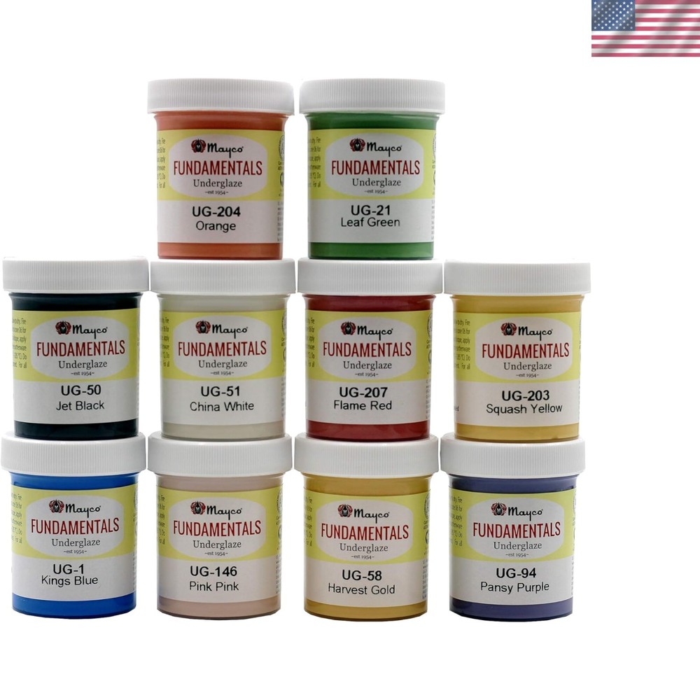 10 Color Underglaze Paint Set for Clay & Bisque - Non-Toxic USA Made