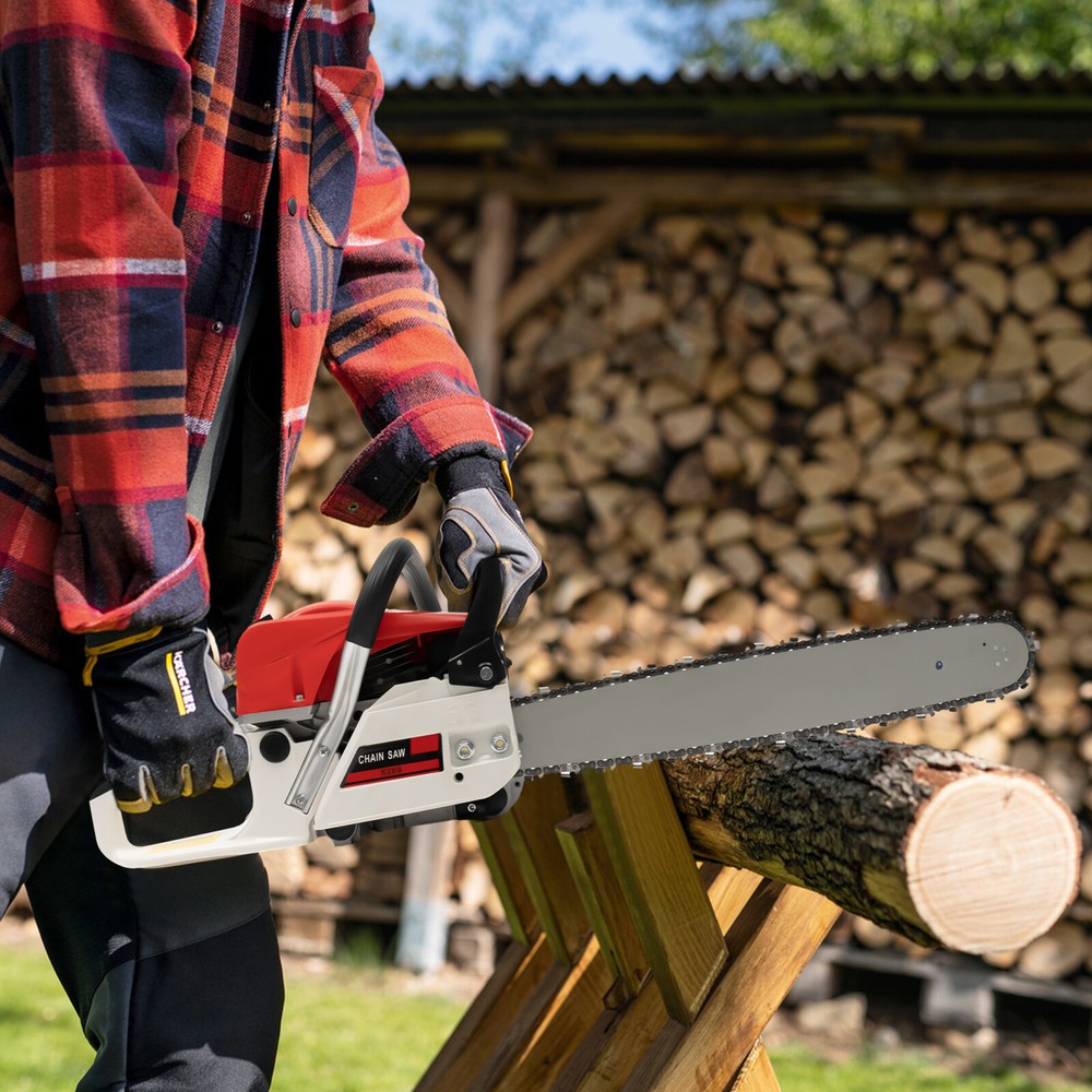 52cc 2-Stroke Gas Chainsaw with Tool Bag - 2000W Single Cylinder Power