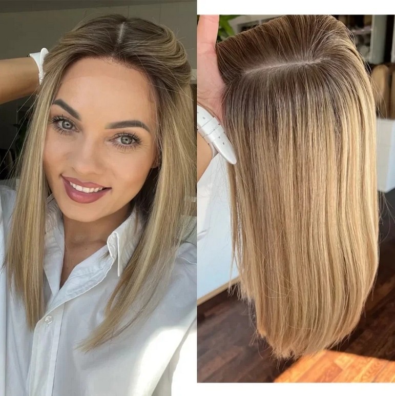 Ombre Golden Blonde Brown Balayag100%  Human Hair 13x4 Lace Front Wigs for Women