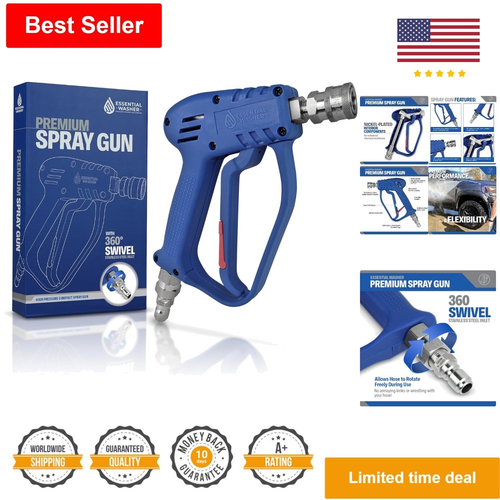 Stainless Steel Swivel Pressure Washer Gun - Lightweight, Easy One-Handed Use