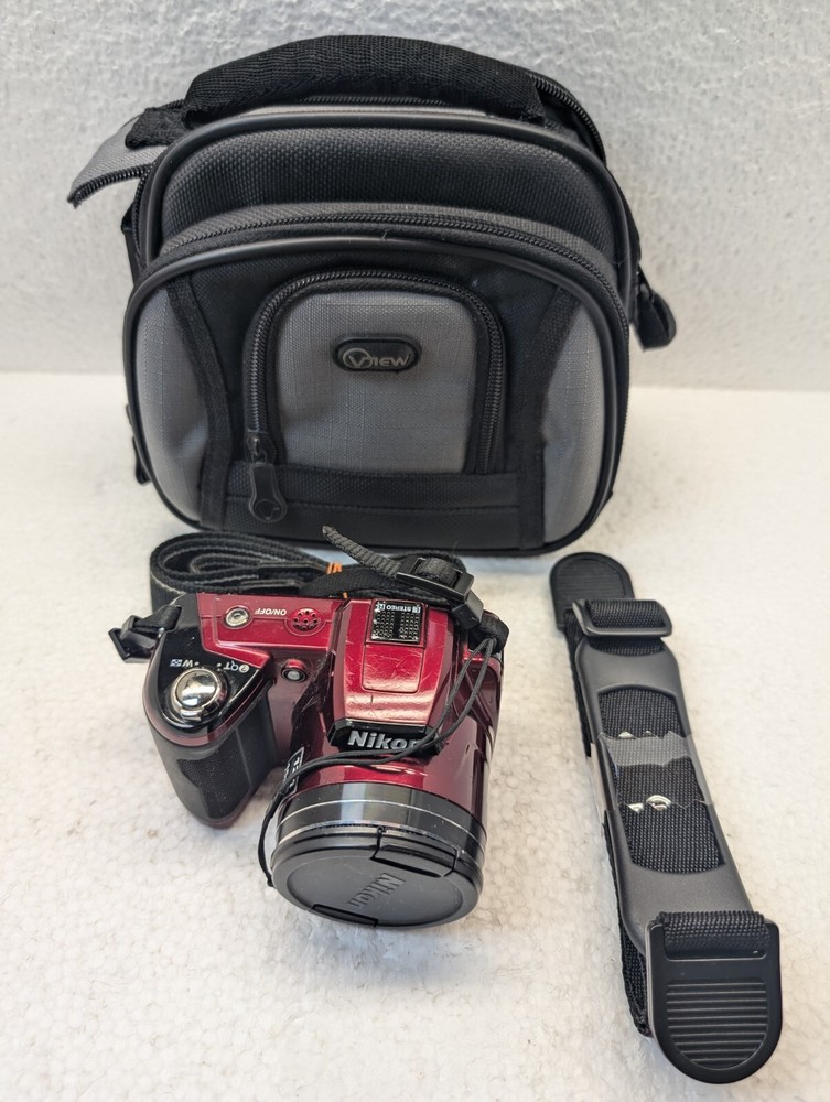 Nikon COOLPIX L110 12.1MP Digital Camera Red,  Tested, with Soft Case and Strap