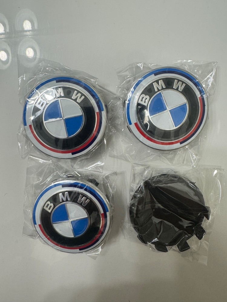 4PCS BMW 56MM 50th Anniversary Logo Wheel Center Hub Caps