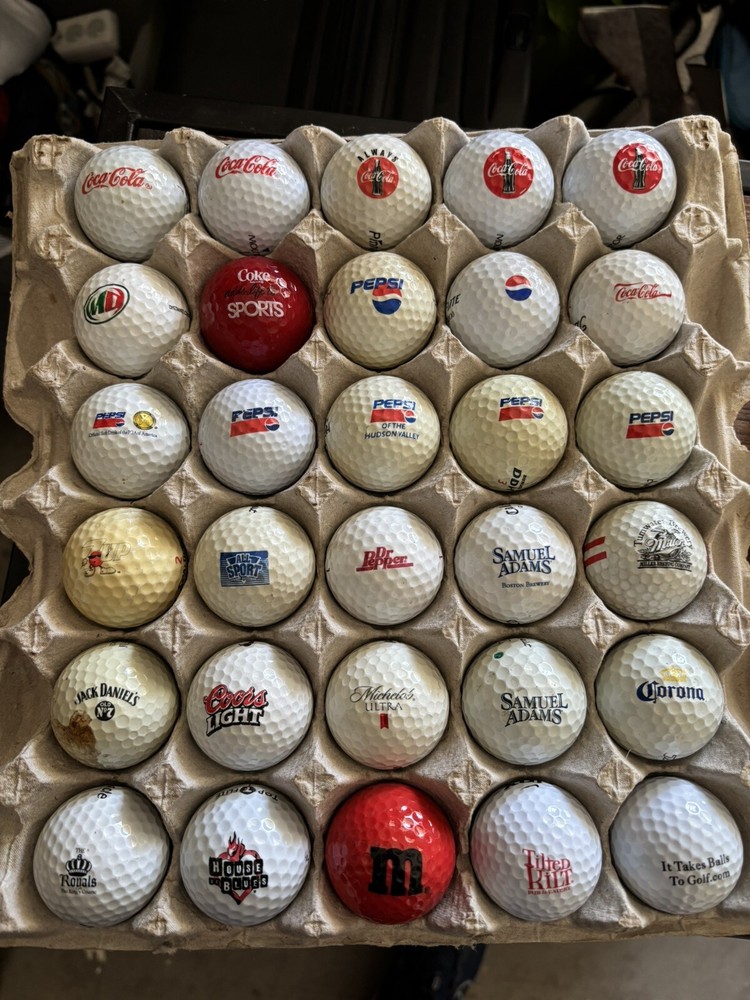 Rare 30 logo golf balls- beverage companies