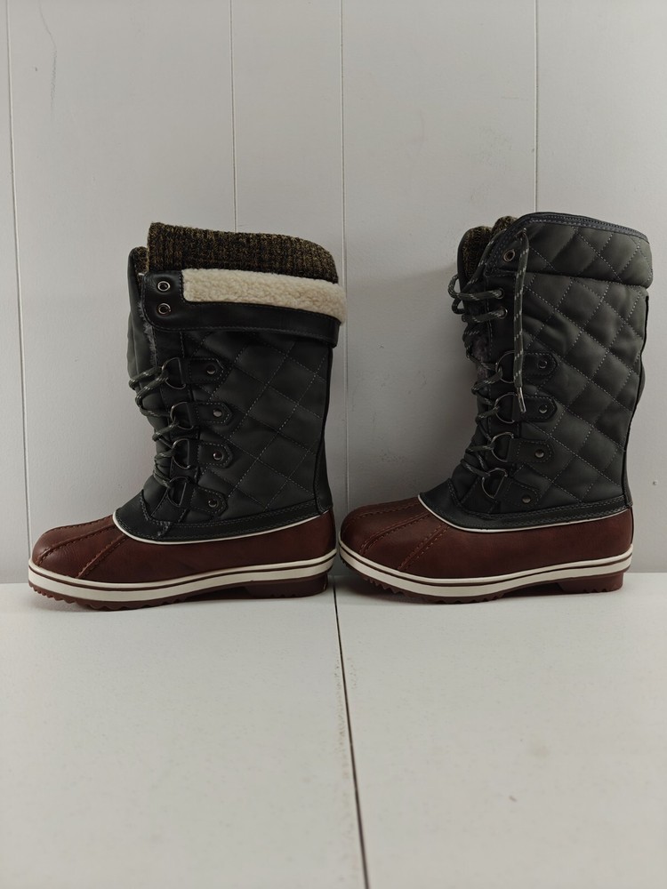 Dream Pairs Women's Mid Calf Lace-Up Snow Boots in Tan Khaki Size 6 US Comfortable Winter Footwear