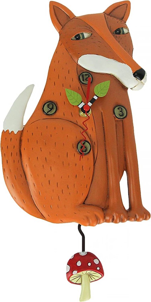 Allen Designs Foraging Fox Decorative Pendulum Wall Clock Home Decor Enesco New