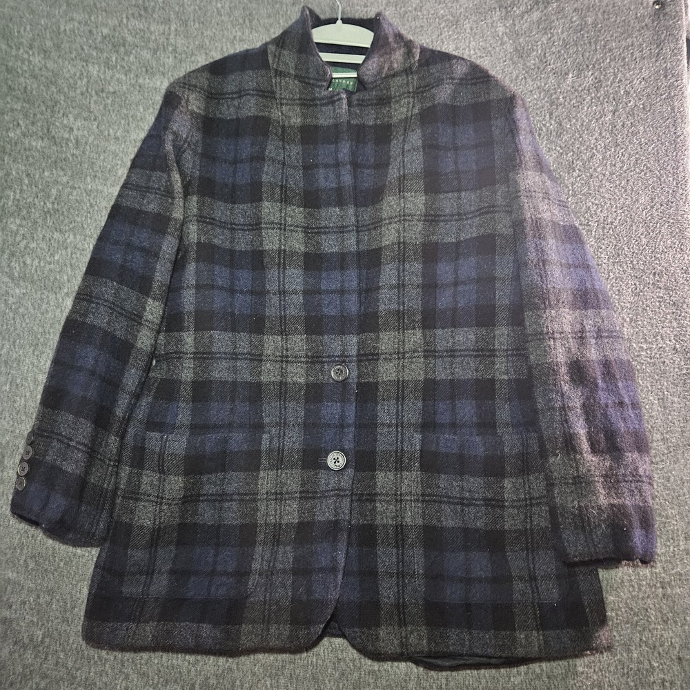 Lauren Ralph Lauren Women’s Blue/Gray Tartan Plaid Wool Blazer Size 14