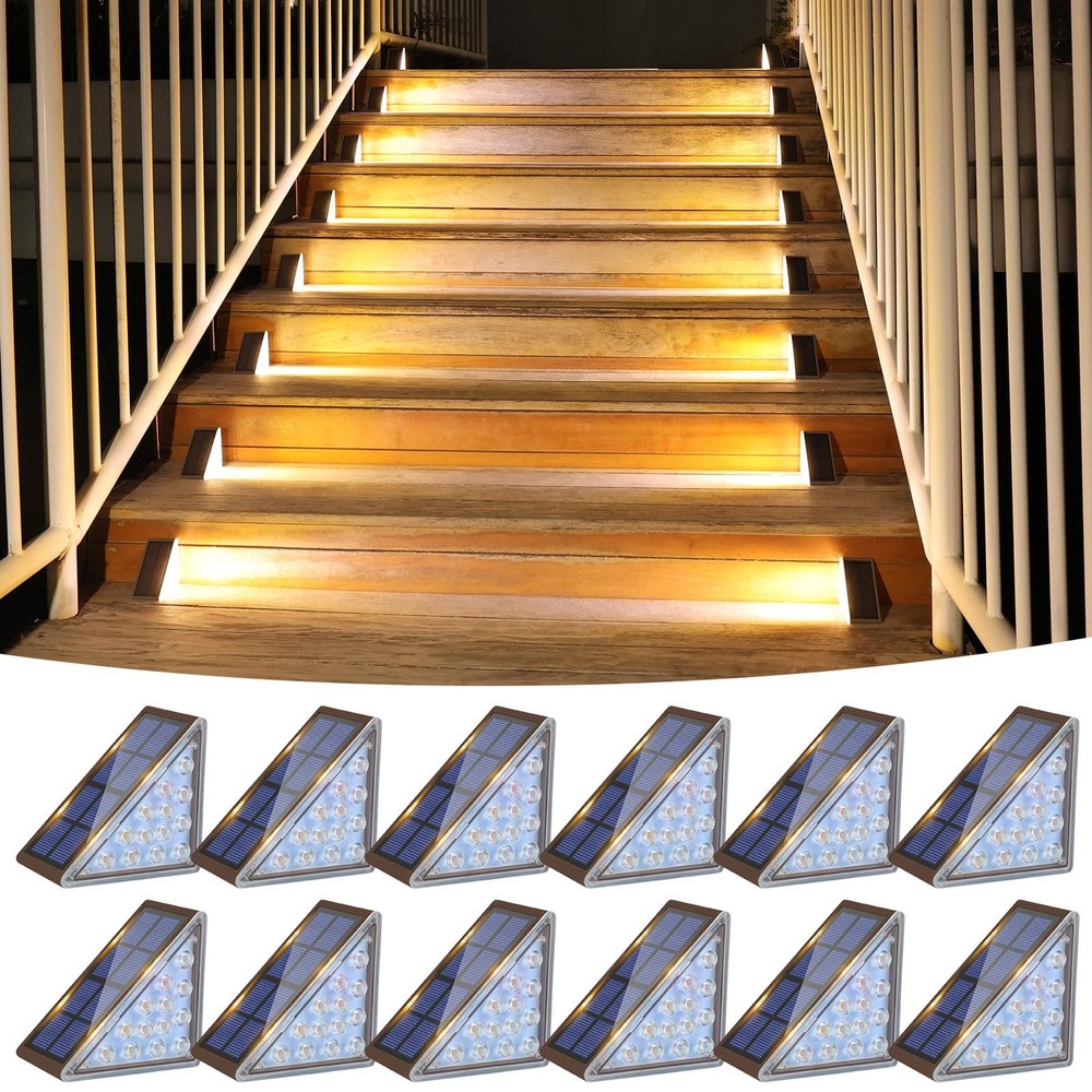 Solar Step Lights Outdoor Waterproof LED Stair Lights for Garden Pathway