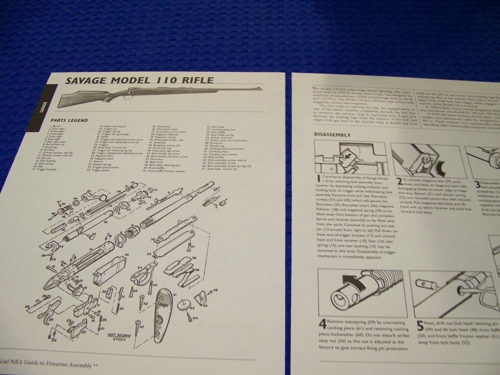 SAVAGE MODEL 110 RIFLE.. LEGEND/EXPLODED VIEW/DISASSEMBLY (904MM)