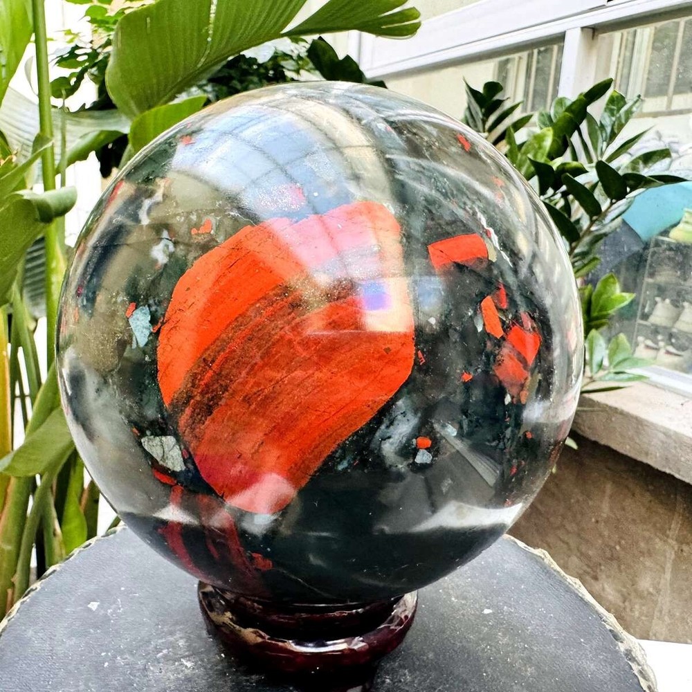 11.35LB Natural African blood stone quartz sphere crystal ball reiki healing