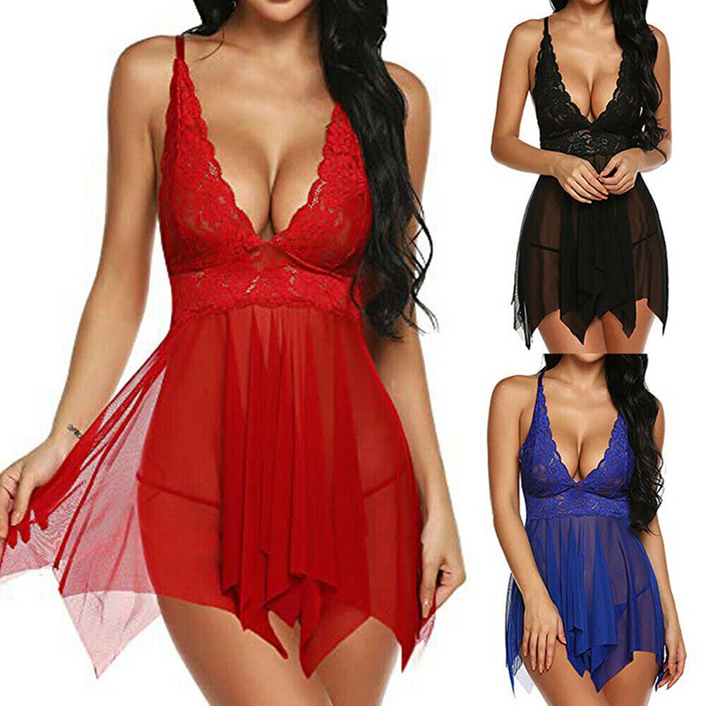 Sexy Lace Bodysuit Thong Lingerie Nightwear Dress 2HFUK