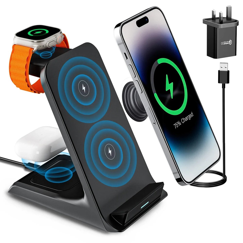 3 in 1 Fast Wireless Charger Stand for iPhone Apple Watch AirPods