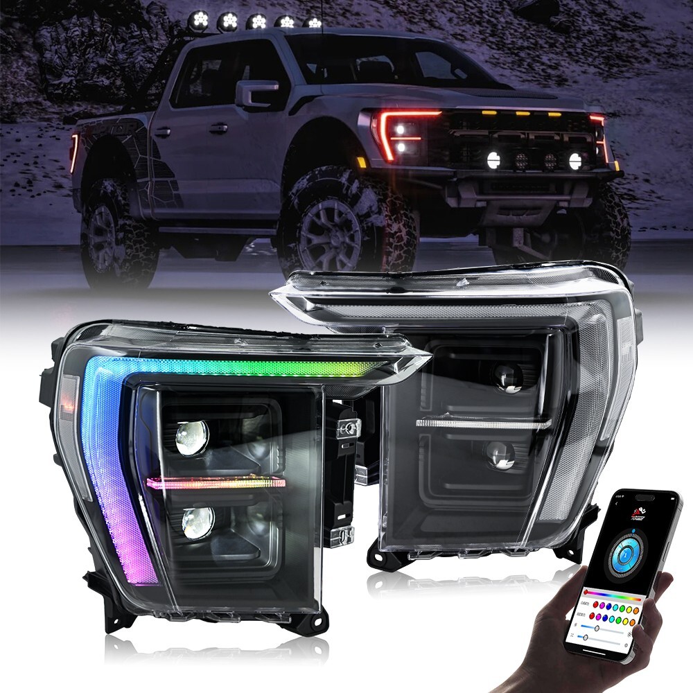 LED Headlights For 2021-2024 Ford F150 F-150 P702 All model RGB Front Head Lamps