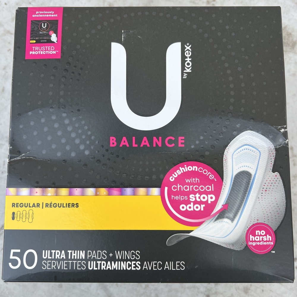 U by Kotex Balance Ultra Thin Regular Pads with Wings 50 Count