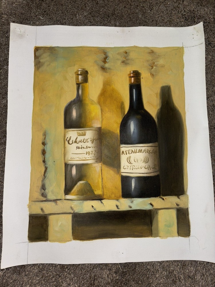 Realism Bottles Painting Real Oil On Canvas 9”x11”