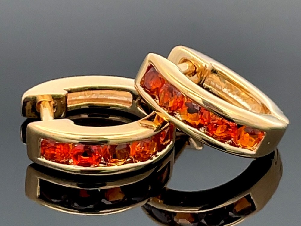 SchmuckJagd Creolen 925 Sterling Silver Gold-Plated Madeira Citrine Earrings