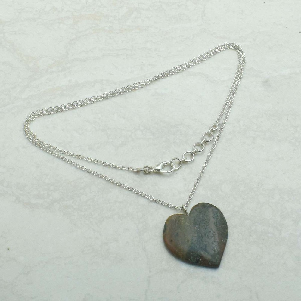 Honey Dendrite Opal Gemstone Handmade Heart Necklace Jewelry 16 Gms AN 68106