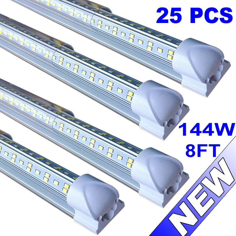 25PCS 8 Foot LED Shop Lights 144W Fixture 8ft T8 LED Tube Light 8' Garage Light