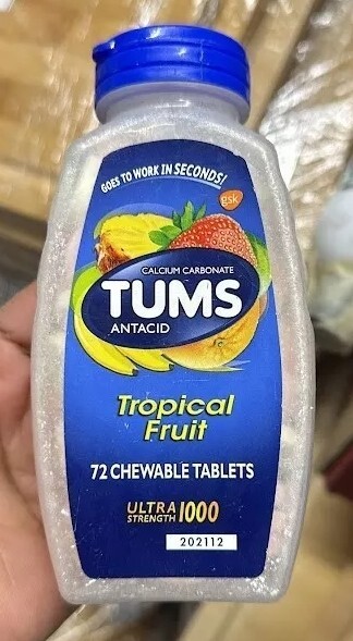 Tums Ultra Assorted Tropical Fruit 72 Count Pack of 2 for Fast Relief