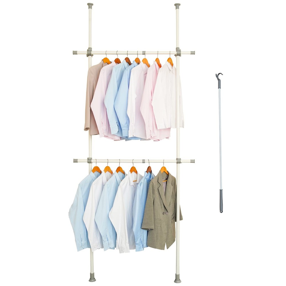 Heavy Duty 2-Tier Adjustable Double Rod Freestanding Clothes Rack-image