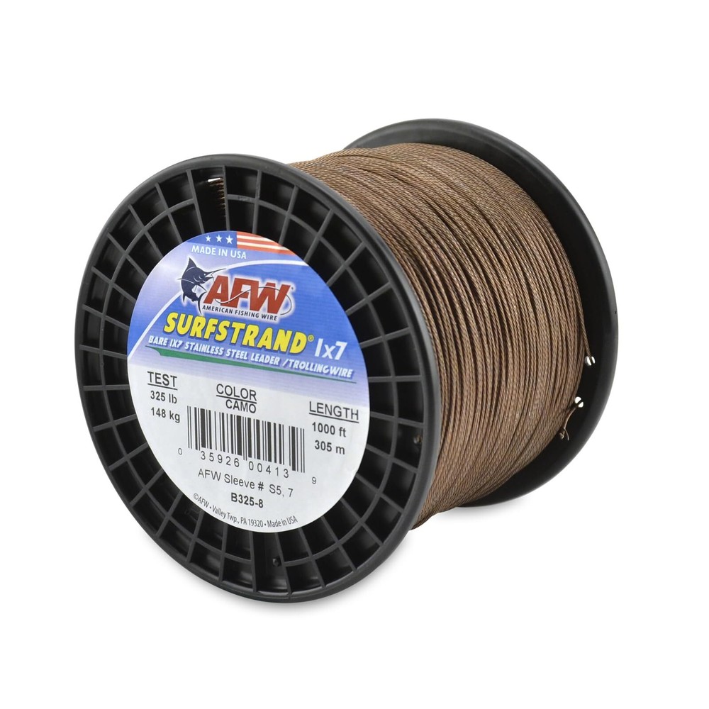 American Fishing Wire Surfstrand Bare 1x7 Stainless Steel Leader Wire, Camo
