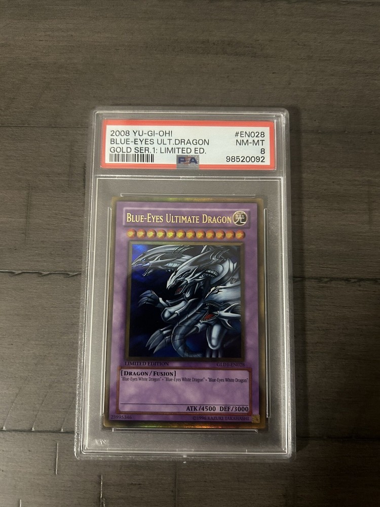 Blue Eyes Ultimate Dragon GLD1-EN028 PSA 8 Gold Rare Yugioh Card