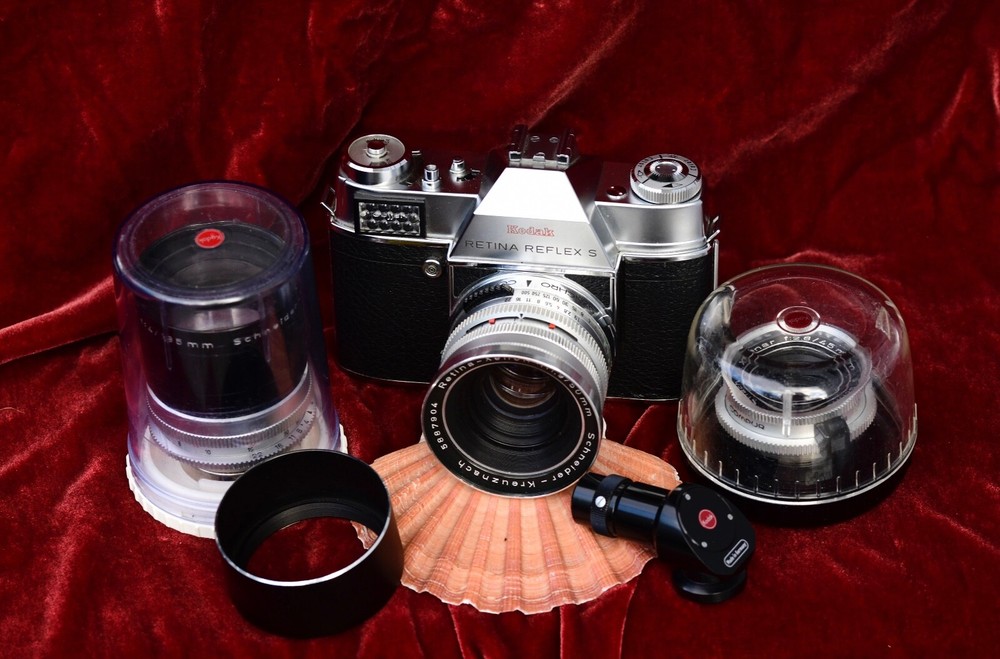 VINTAGE KODAK RETINA REFLEX S W/3 LENS ~ HOOD & FINDER