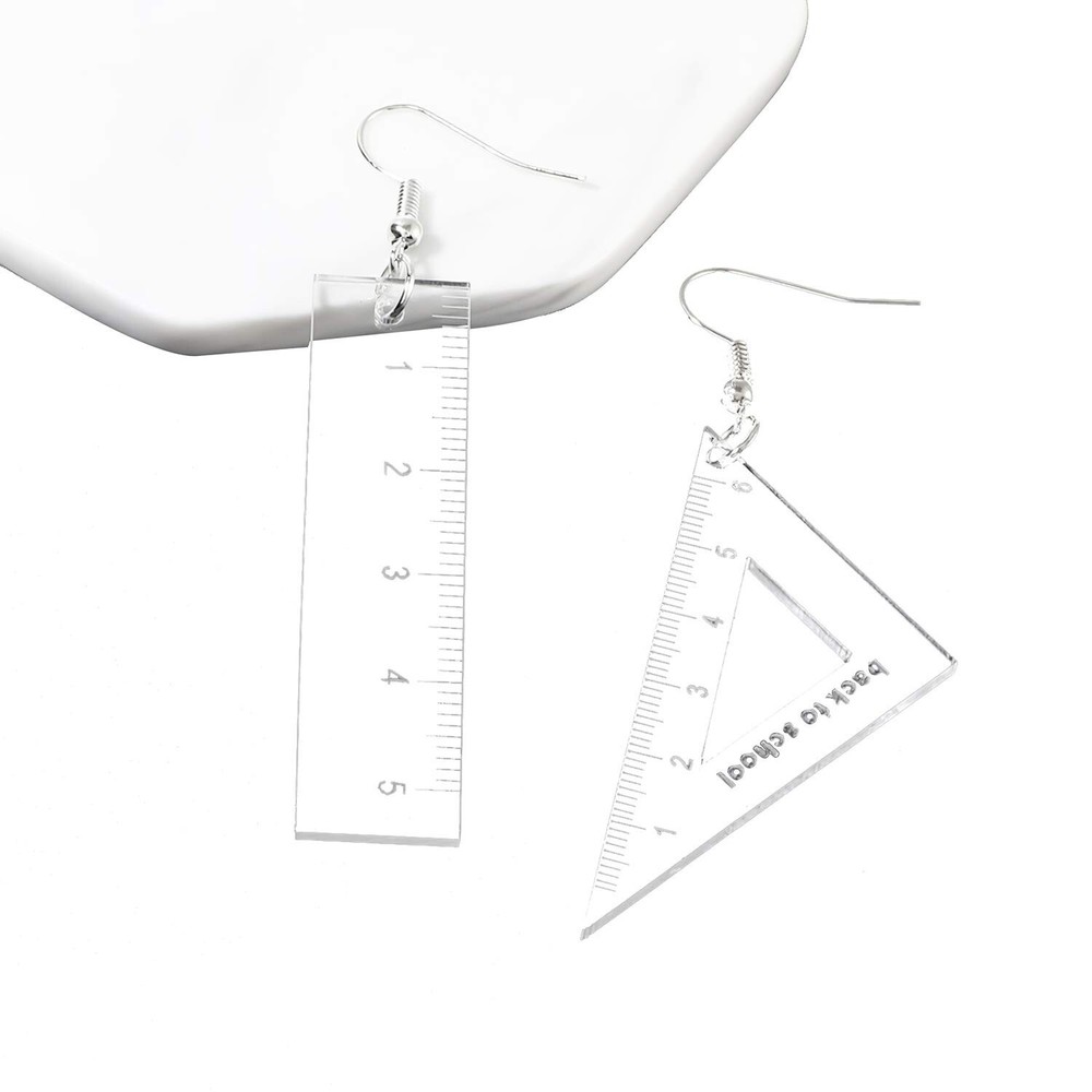 Asymmetrical Triangle Straight Ruler Earrings Dangle Earrings Blue Drop Earri...