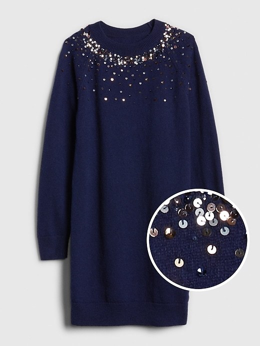 Gap Kids Navy Blue Sequin Sweater Dress Small 6 7 $68 NWT