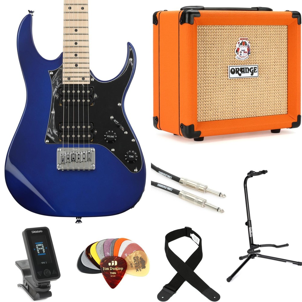 Ibanez miKro GRGM21M Electric Guitar and Orange Crush 12 Amp Essentials Bundle -